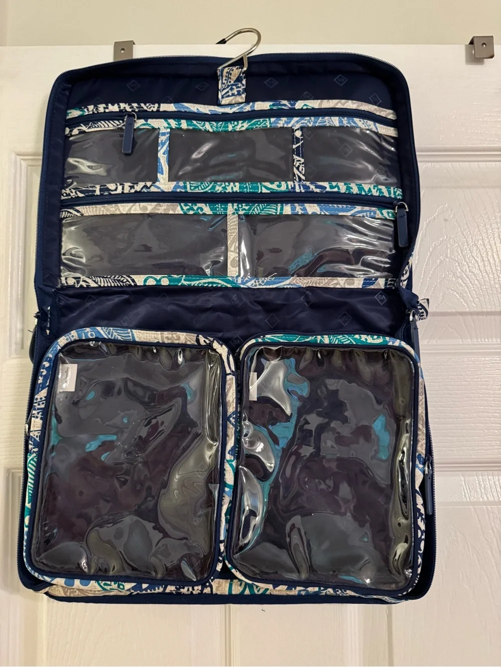 Vera Bradley Hanging Travel Organizer with Clear Pockets - Navy & Teal